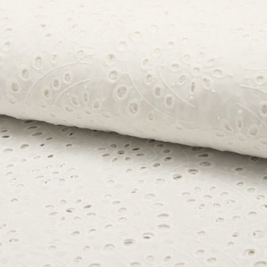 Tissu broderie anglaise - Ivory