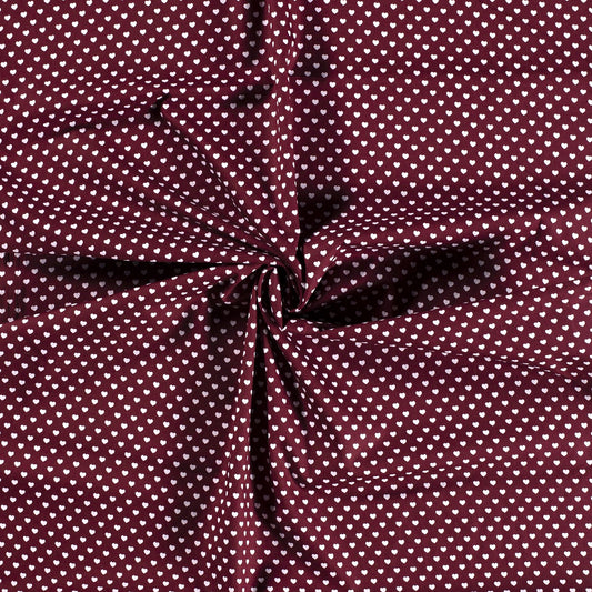 Tissu Popeline Coton Imprimé Cœur - 018