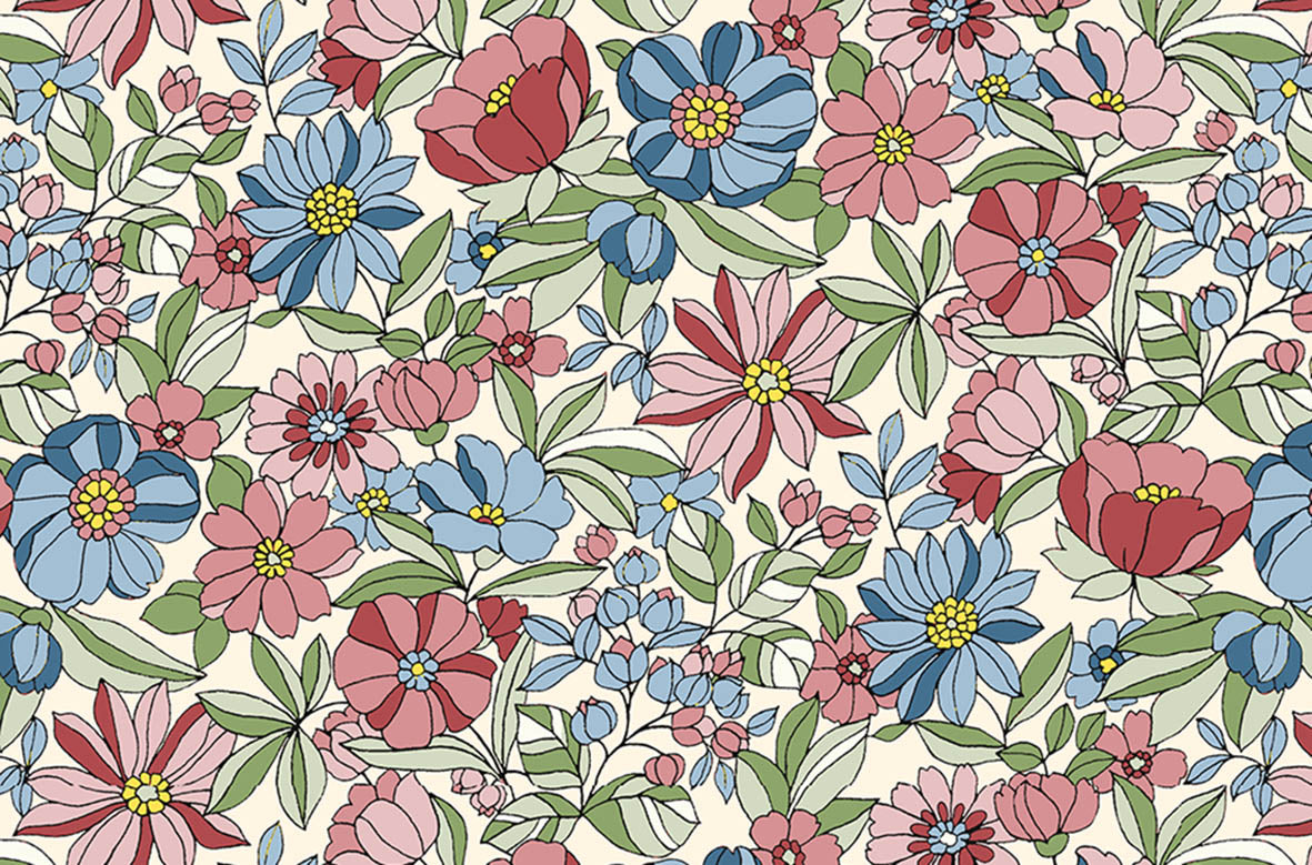 Tissu Coton Imprimé Motif Fleurs Apolline - 013