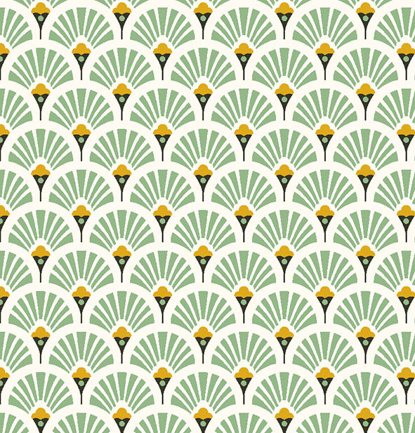 Tissu Coton Imprimé Arty Evantails Dorés - 020