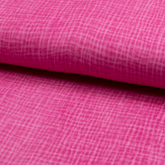 Tissu Double Gaze Délavé - Fuschia