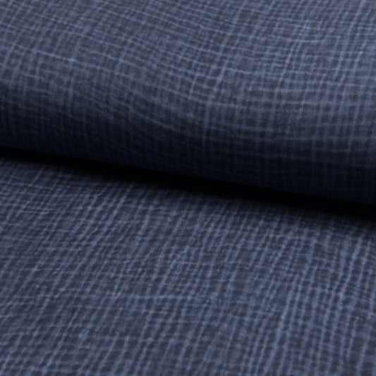 Tissu Double Gaze Délavé - Marine