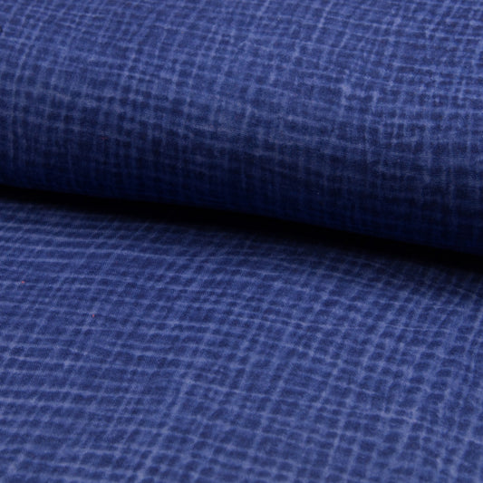 Tissu Double Gaze Délavé - Royal