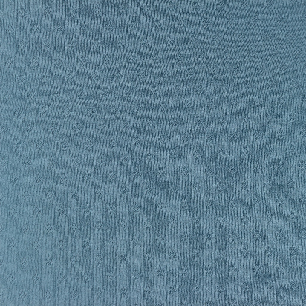 Tissu Jersey Coton Ajouré - Vieux Bleu