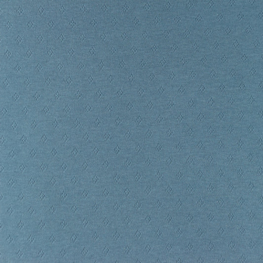 Tissu Jersey Coton Ajouré - Vieux Bleu